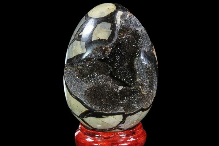 Septarian Dragon Egg Geode - Black Crystals #88303